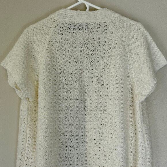 Vintage Bonnie Lee short sleeve open knit cardigan sweater 60s 70s cottagecore M - Picture 9 of 13